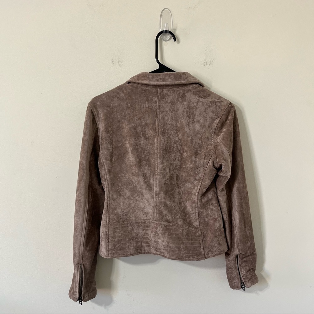 Blank NYC Suede Brown Moto Full Zip Collared Jacket Size XS - Picture 7 of 10
